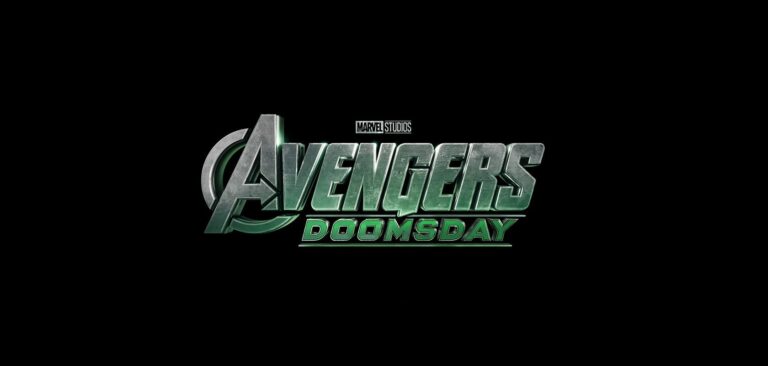 Logo resmi Avengers: Doomsday dari Marvel Studios dengan latar hitam.