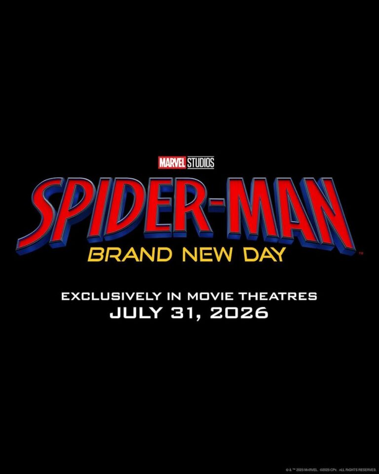 Poster resmi film Spider-Man: Brand New Day dengan logo merah-biru dan tanggal rilis 31 Juli 2026.