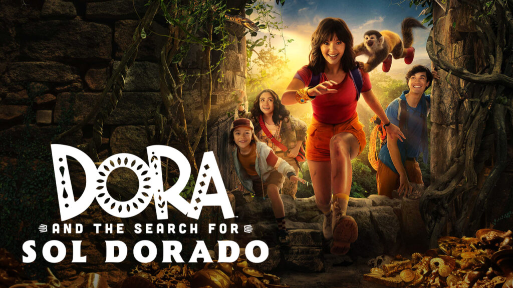 Dora memimpin petualangan seru bersama teman-temannya dalam film Dora and the Search for Sol Dorado, berlatar reruntuhan kuno dan harta legendaris.