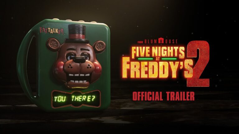 Poster resmi Five Nights at Freddy’s 2 menampilkan animatronik Freddy dengan pesan misterius “You There?” dan logo Official Trailer dari Blumhouse