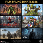 Kolase poster film paling dinanti tahun 2026 mencakup Avengers Doomsday, Shrek 5, Spider-Man 4, Super Mario Bros 2, The Mandalorian & Grogu, dan The Batman Part II.