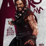 Poster karakter Akuma dari Street Fighter 2026, diperankan oleh Joe "Roman Reigns" Anoa'i, dengan tampilan ganas dan pakaian bertema tradisional, siap bertarung di layar lebar.